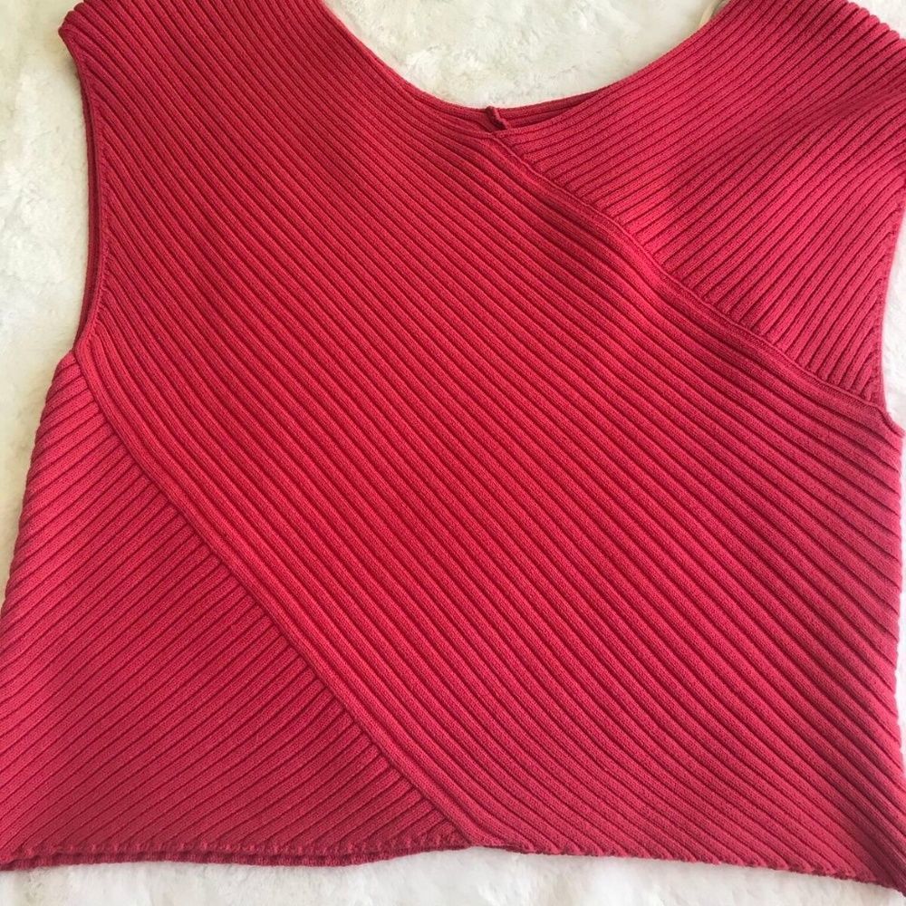 Rachel Rachel Roy Red Ribbed Crop Sleeveless Top Large - Picture 5 of 9